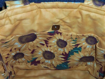Lux Canvas Tote, Rhinestone Hand Bag, Purse, Floral Tote, Quilted Tote, Applique Tote, Yellow Floral Purse, Sewnsewsister - image5